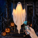 Evokyn 5FT Halloween Hanging Ghost Swing with LED lights front view