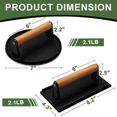 EWFEN rectangular cast iron burger press on a griddle