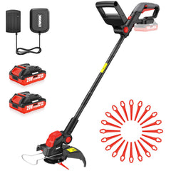 EWORK 2-in-1 Cordless Weed Wacker front view with red colour
