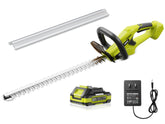 EWORK 20V cordless hedge trimmer front view with green finish