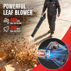 EWORK cordless leaf blower with dual batteries and charger