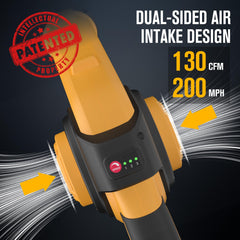 EWORK Leaf Blower with extension tube and nozzles displayed