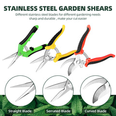 EWPJDK Garden Pruning Shears set showing three different blades