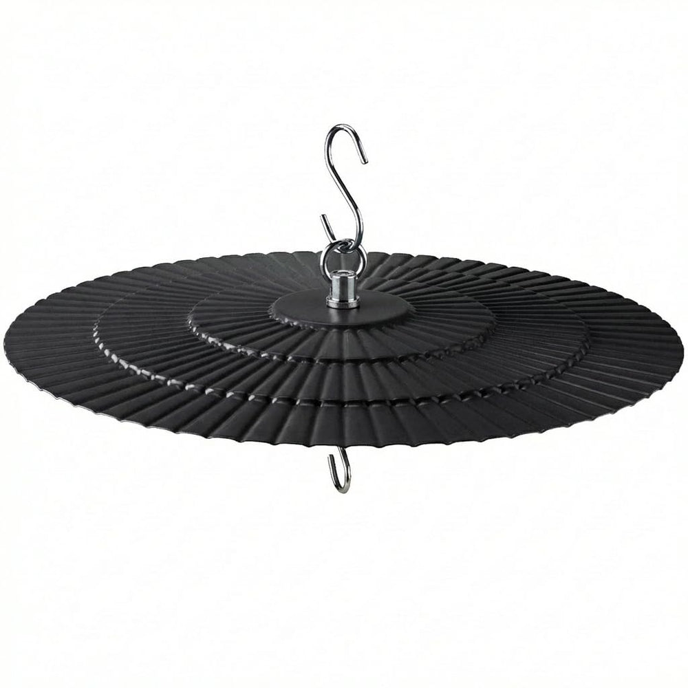 Eyrosa 11.5 inch Metal Bird Feeder Rain Guard black front view