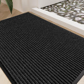 EZ2LIVE Front Door Mat 35"x23" black striped design