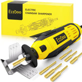 EzzDoo Electric Chainsaw Sharpener Kit front view with yellow and black design
