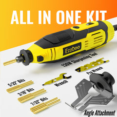 EzzDoo sharpener with six titanium-coated bits for chainsaw chains