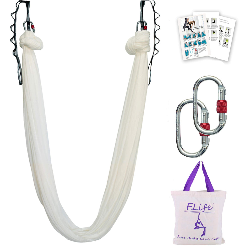 F.Life Aerial Yoga Hammock 5.5 yards in white, front view