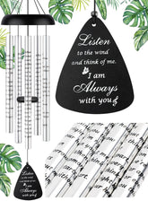 Fabuday 36'' Sympathy Wind Chimes front view with black and silver finish