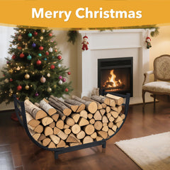 facka 30 Inch Firewood Rack side view showing curved design
