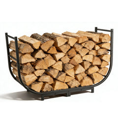 facka 40 Inch Firewood Rack front view showing black iron frame