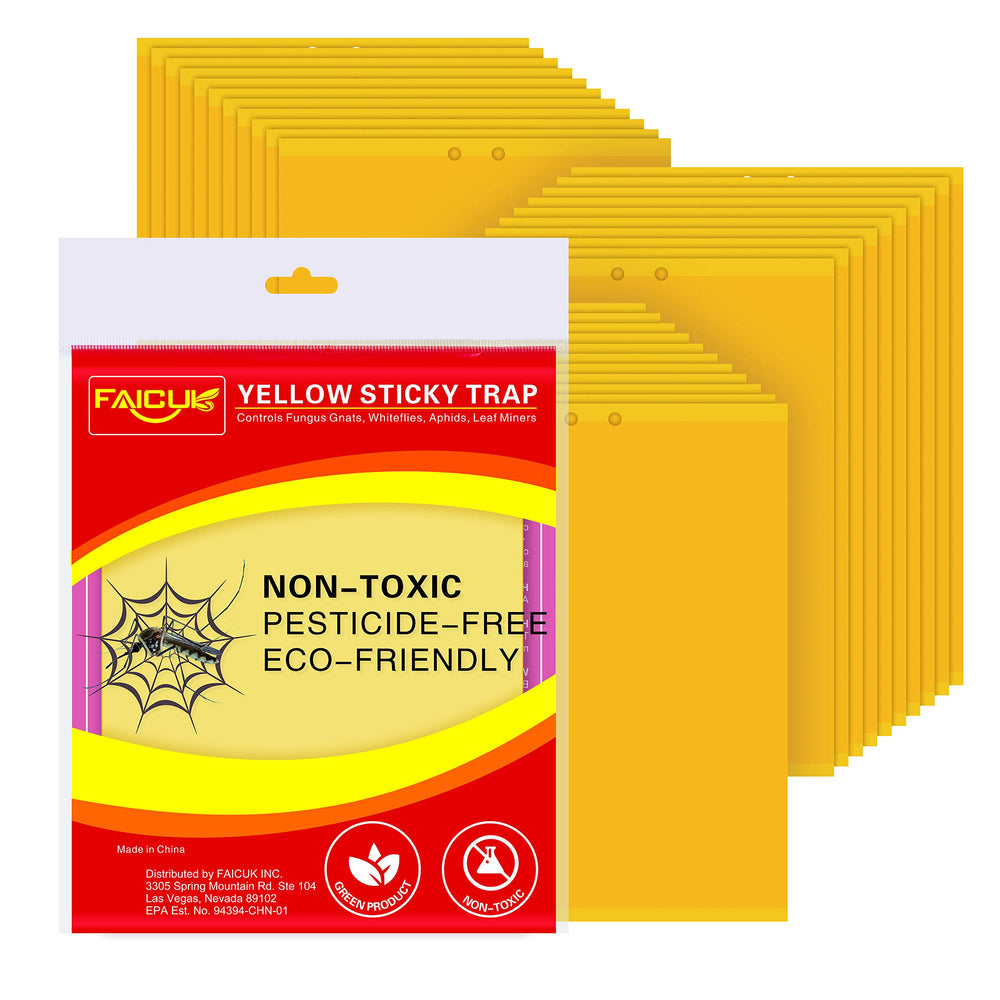 Faicuk Yellow Dual-Sided Sticky Fly Traps pack with 30 traps