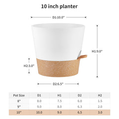 FaithLand 10 Inch planter pot with detachable deep tray for self-watering