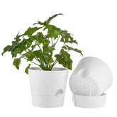 FaithLand 10 Inch Self-Watering Planter Pot front view, white