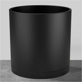 FaithLand 12-Inch Cylinder Planter front view in Matte Black