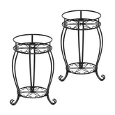 FaithLand 2 Tier Black Metal Plant Stand front view