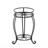FaithLand 2 Tier Black Metal Plant Stand front view