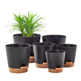 FaithLand 6-Pack Black Self Watering Planter Pots assortment