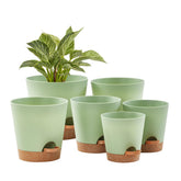 FaithLand 6-Pack Green Self Watering Planter Pots, sizes 5-8 inches
