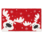 Fallovea Christmas Welcome Coir Door Mat with reindeer design front view