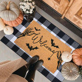 Fallovea Halloween Welcome Doormat with Skeletal Hand design