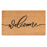 Fallovea Welcome Coir Doormat front view with cursive lettering