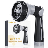 FANHAO Heavy Duty Garden Hose Nozzle front view with light grey finish