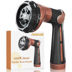 FANHAO Heavy Duty Garden Hose Nozzle front view with metal finish