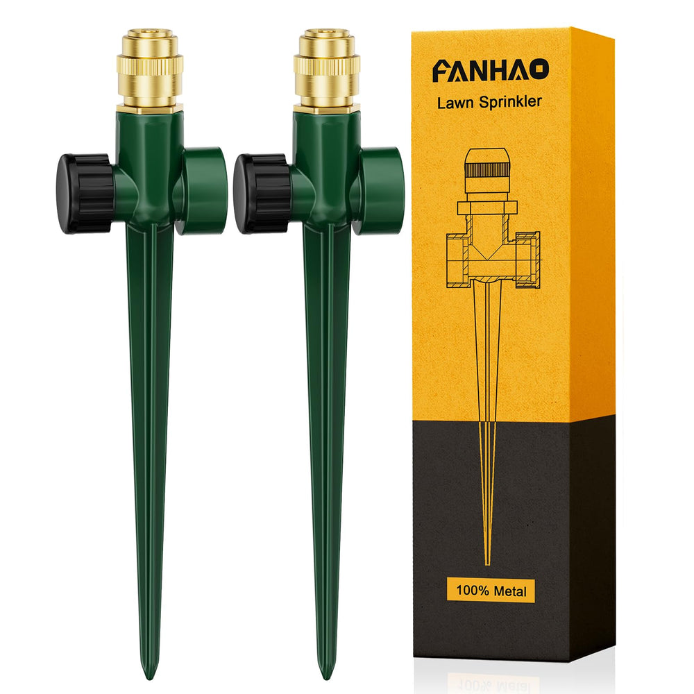 FANHAO Metal Lawn Sprinkler front view with adjustable nozzle