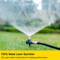 FANHAO Metal Lawn Sprinkler side view showcasing the zinc spike
