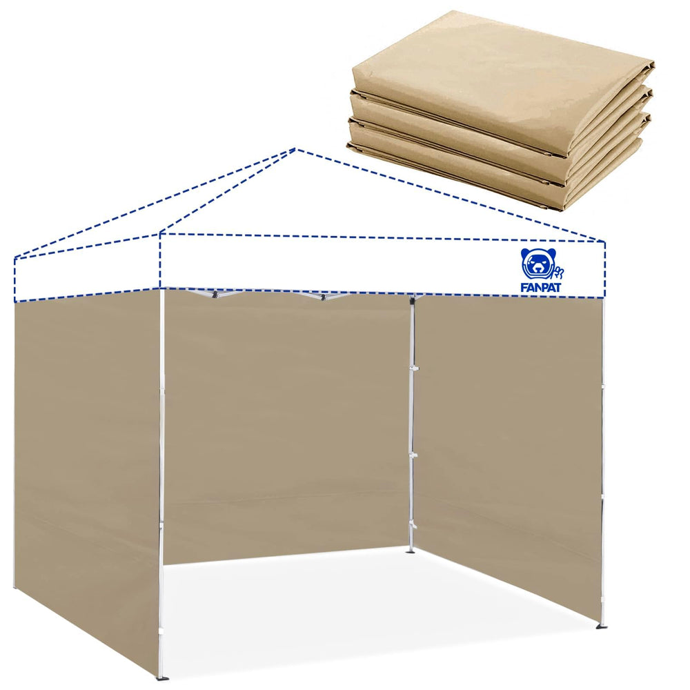 FANPAT sidewalls for 10x10 canopy in khaki, front view