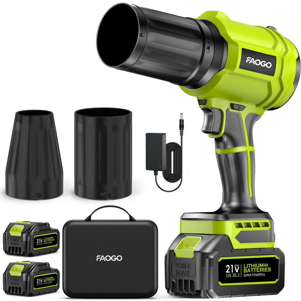 FAOGO cordless leaf blower front view in light green