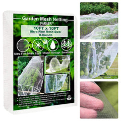 FARAER Garden Barrier Netting 10x10ft white mesh front view