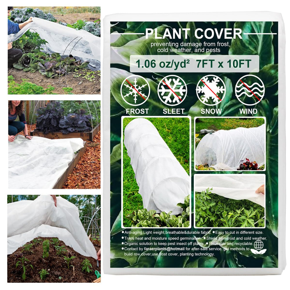 FARAER Plant Cover 7ft x 10ft white polypropylene fabric