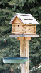 Farm Innovators Heated Bird Bath mounted on a deck