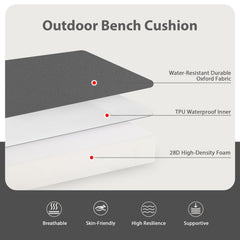 Favoyard Outdoor Bench Cushion 42 x 18 inch dark gray side view