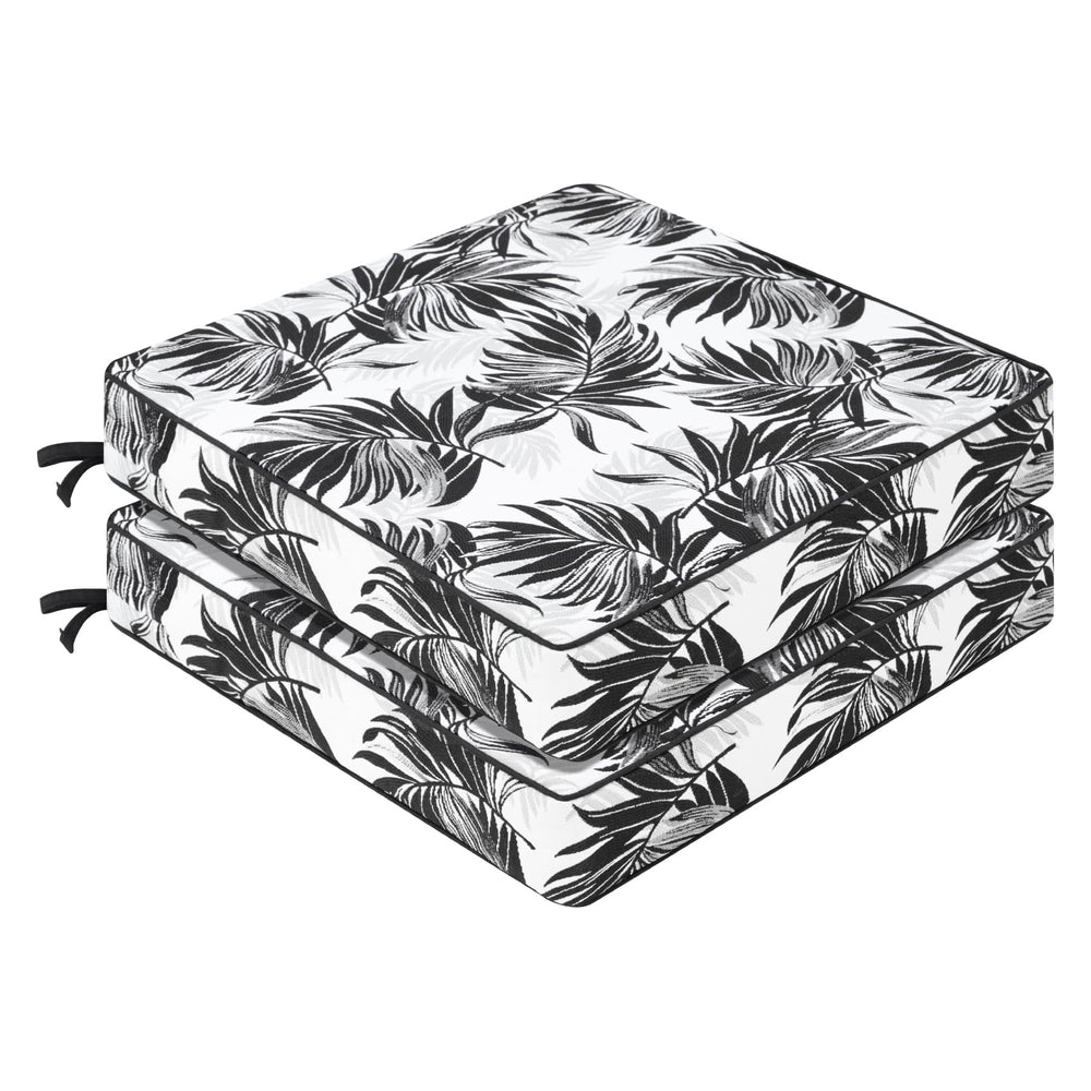 Favoyard Outdoor Chair Cushion in white floral design, front view