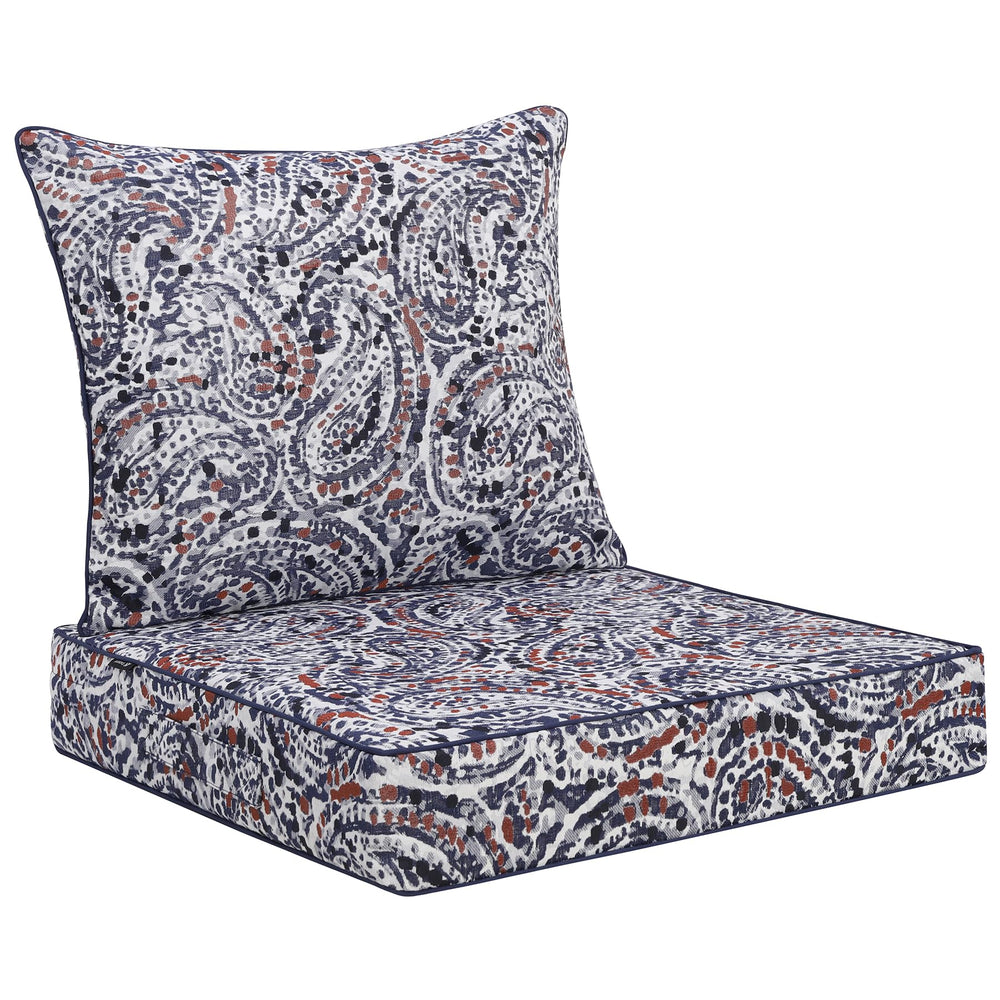 Favoyard Outdoor Deep Seat Patio Cushion Set in Teardrop Blue, front view