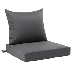 Favoyard outdoor patio seat cushion set, dark gray, front view