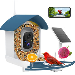 Fazoxo Bird Feeder with Camera front view, Navy Blue