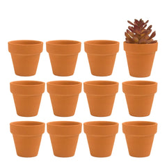 Fcacti 12 PCS Mini Terracotta Pots front view with drainage hole