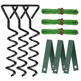 FCENDS Tree Stake Kit with black nylon straps and metal stakes