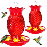 Fchstaer hummingbird feeder red glass pineapple front view