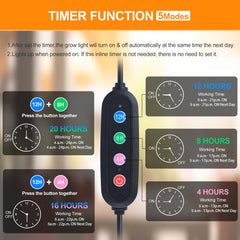 FECiDA grow light with timer feature displayed on control panel