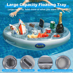 FEEBRIA Inflatable Pool Drink Holder showing multiple compartments
