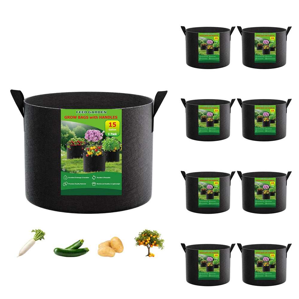 FEED GARDEN 15 Gallon grow bag black fabric front view