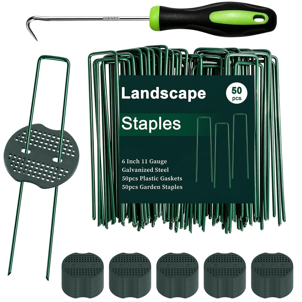 FEED GARDEN 6 Inch galvanized landscape staples pack front view