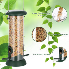 FEED GARDEN Small Tube Bird Feeder hanging in garden