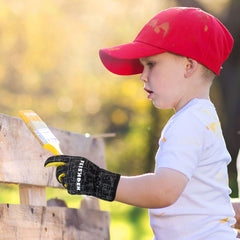 FEISHDEK Kids Work Gloves on a child gardening