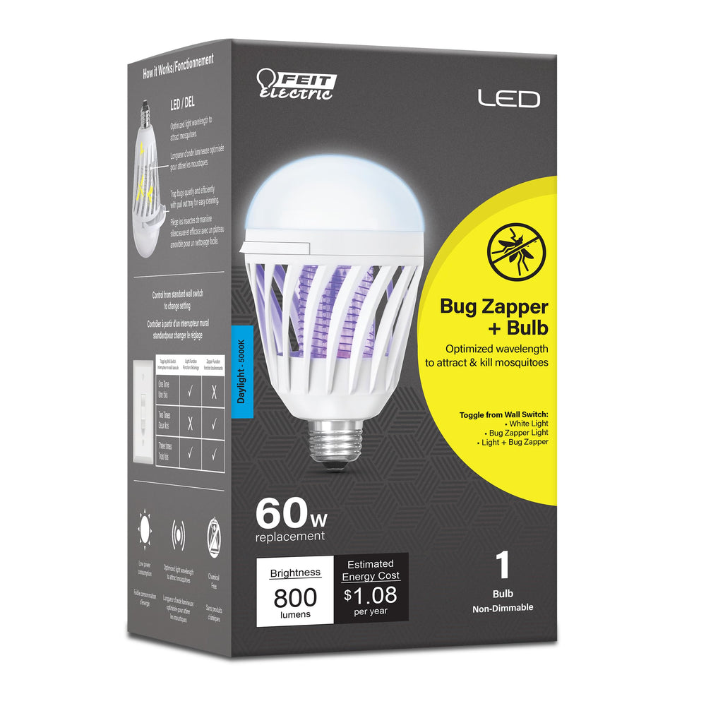 Feit Electric LED Bug Zapper Light Bulb front view with 5000K daylight